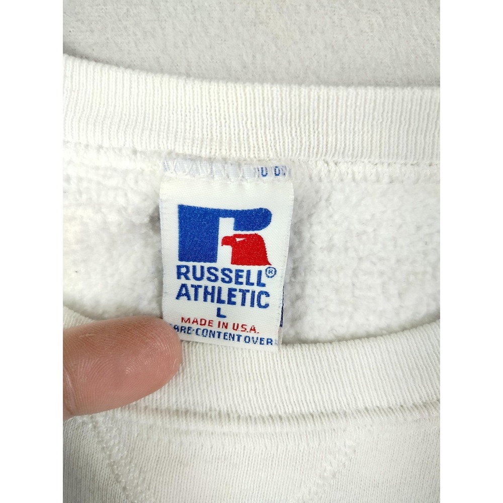 Vintage Russell‎ Athletic Blank Sweatshirt Mens Large White Crewneck Streetwear - Picture 3 of 9
